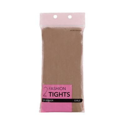 Girl's pack of two natural 20 Denier glossy tights